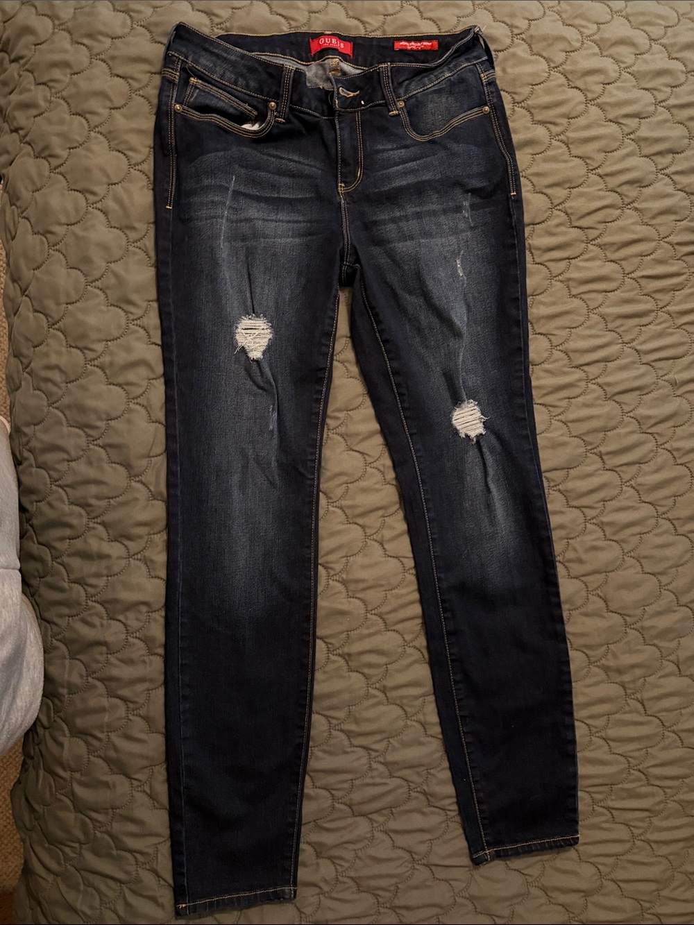 Guess Dark Blue Distressed Skinny Jeans